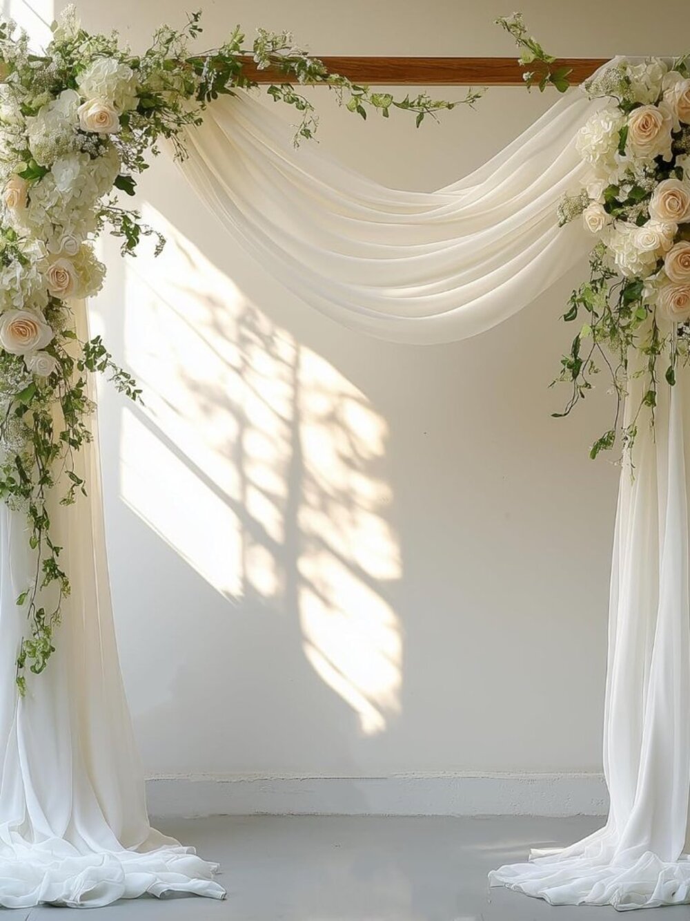 White Wedding Arch Draping Fabric - 31" x 20FT Sheer Chiffon Panel - Wrinkle-Fre